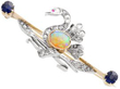 Gemstone Swan Brooch in Gold