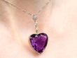 Antique Amethyst Heart Necklace being worn