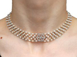 Antique Pearl Choker Necklace with Diamonds being worn