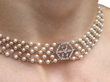 wearing Pearl Choker Necklace with Diamonds