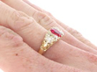 Antique Gold Ruby Diamond Ring being worn