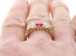 Antique Gold Ruby Diamond Ring on finger