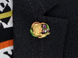 Art Nouveau Gold and Enamel Brooch wearing
