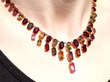 Multi Gemstone Fringe Necklace being worn