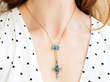 wearing Antique Blue Enamel and Diamond Pendant