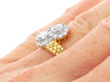 Twist Pear Cut Cluster Engagement Ring in Gold being worn