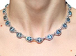 wearing Diamond and Aquamarine Necklace in White Gold