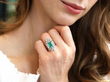 1920s Colombian Emerald Dress Ring in Platinum wearing
