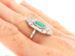 1920s Colombian Emerald Dress Ring in Platinum on finger
