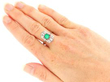 wearing Art Deco Emerald and Diamond Ring in White Gold