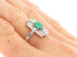 Art Deco Emerald and Diamond Ring in White Gold on hand