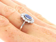 Sapphire Cluster Ring with Old European Diamonds on hand