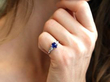 Antique Cabochon Sapphire and Diamond Ring wearing