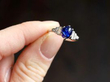 Antique Cabochon Sapphire and Diamond Ring in platinum