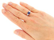 wearing Antique Cabochon Sapphire and Diamond Ring