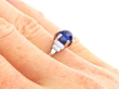 Antique Cabochon Sapphire and Diamond Ring on hand