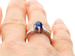 Antique Cabochon Sapphire and Diamond Ring on finger
