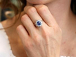 Antique Oval Sapphire and Diamond Ring wearing