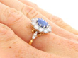 Antique Oval Sapphire and Diamond Ring on hand