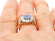 Antique Oval Sapphire and Diamond Ring on finger