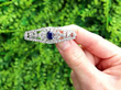 1920s sapphire and Diamond Brooch in Platinum outside