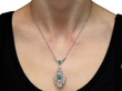Pearl and Emerald Pendant with Diamonds being worn