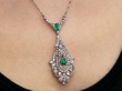wearing Antique Pearl and Emerald Pendant