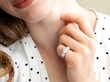 Vintage 3 Stone Diamond Ring in Platinum wearing