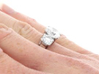 Vintage 3 Stone Diamond Ring in Platinum on hand