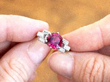 Art Deco Pink Tourmaline and Diamond Ring in platinum