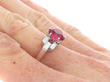 Art Deco Pink Tourmaline and Diamond Ring on hand