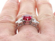 Art Deco Pink Tourmaline and Diamond Ring on finger