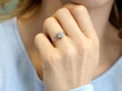 Bezel Set Round Engagement Ring in Gold wearing