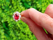 18ct Gold Ruby and Diamond Cluster Ring outside