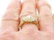 Victorian Pearl Cluster Ring in Gold on finger