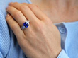 Vintage GIA Certified Sapphire Ring with Diamonds wearing