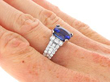 Vintage GIA Certified Sapphire Ring with Diamonds on hand