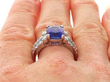 Vintage GIA Certified Sapphire Ring with Diamonds on finger