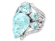 Carved Aquamarine and Diamond Stylised Insect Ring in white gold