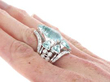 Carved Aquamarine and Diamond Stylised Insect Ring on hand