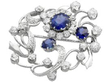 Edwardian Sapphire and Diamond Floral Brooch in white gold