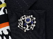 Edwardian Sapphire and Diamond Floral Brooch wearing