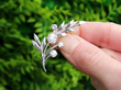 White Gold and Diamond Floral Brooch outside