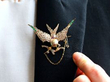 Victorian Gemstone Bird Brooch on Lapel