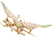 Gemstone Bird Brooch in Gold