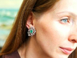 Fine Vintage Emerald Earring with Diamonds wearing