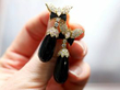 Vintage Black Onyx Earrings in Gold