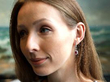 Ruby and Diamond Platinum Drop Earring wearing