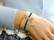 Antique Pearl and Onyx Bead Bracelet with Diamonds being worn