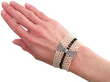 Pearl and Onyx Bead Bracelet with Diamonds being worn